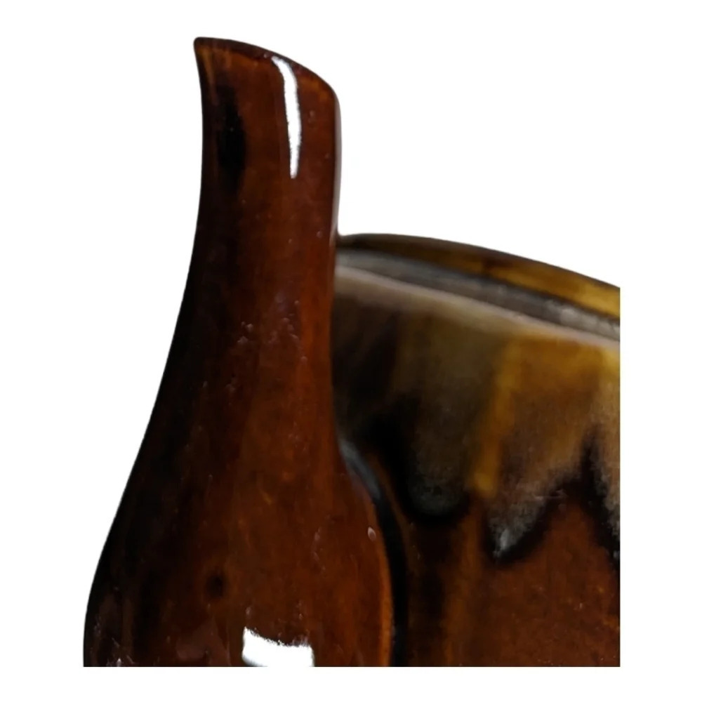 Vintage Retro  Octagonal Teapot 4 Cups 3-Tone Brown Drip Glaze - Picture 6 of 10
